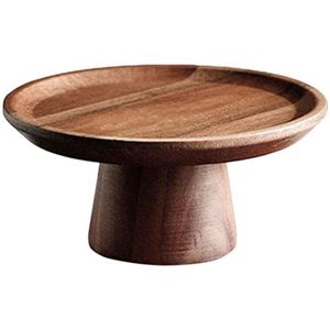 Support à gâteau en bois fait main, plateau rond en bois d'acacia pour servir les desserts, plateau alimentaire avec base cannelée pour la maison ou les restaurants - Product Image 5