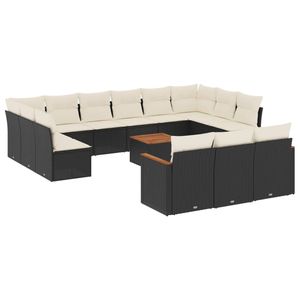 Grand ensemble de canapés de jardin modulaires en rotin PE noir, collection de meubles d'extérieur élégante - Product Image 2