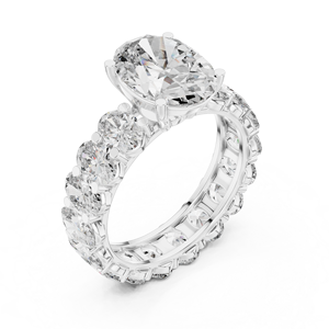 แหวนเพชรทรงรี Infinity Eternity Solitaire สำหรับผู้หญิง ทอง 10k/14k/18k/เงินแท้ เงินสเตอร์ลิง เพชรเลี้ยงในห้องปฏิบัติการ ดีไซน์แบบ Eternity เต็มวง เครื่องประดับชั้นดี - Product Image 4
