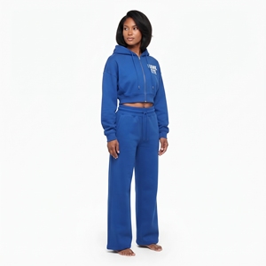 Ensemble deux pièces pour femme : sweat à capuche court zippé à épaules tombantes et manches longues, et pantalon de jogging large - Product Image 4