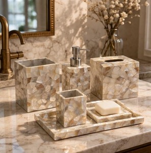 Ensemble de salle de bain en résine, accessoires de salle de bain en résine, ensemble moderne de luxe en résine faite à la main - Product Image 1