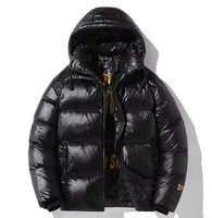 Veste d'hiver décontractée pour homme, noire, à capuche, rembourrée en duvet, coupe-vent, avec fermeture éclair et col montant