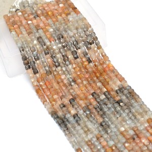 Cuentas facetadas de piedra lunar AAA+ de 4 mm, piedras preciosas semipreciosas naturales de piedra lunar multicolor, cuentas sueltas elegantes en caja 3D para la fabricación de joyas. - Product Image 2