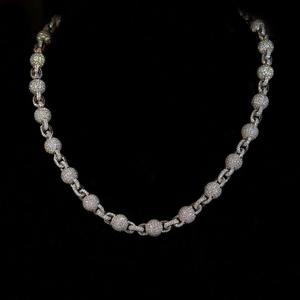 Collar Fino de Plata S925 con Cadena de Cuerda y Diamantes de Diseño Personalizado con Bolas, Joyería Hip Hop para Mujer, Certificado IGI - Product Image 1