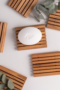 Wooden Bathroom Set Four-Piece Rectangle Minimalist Eco-Friendly <b>Soap</b> Dispenser Toothbrush <b>Holder</b> <b>Soap</b> Dish Bathroom Set - Product Image 3