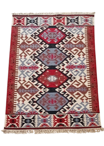 Tapis ottoman en laine de qualité supérieure, tapis kilim faits à la main, traditionnels, rembourrés, réversibles, adaptés aux animaux domestiques, antidérapants, pour usage domestique - Product Image 2