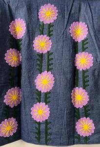 Chaqueta Bomber Azul Suzani de Terciopelo, Tejida, Acolchada, Transpirable, Hecha a Mano, Bordada con Letras, Estilo Bohemio, Étnica, para Festivales, Lana/Nailon - Product Image 4