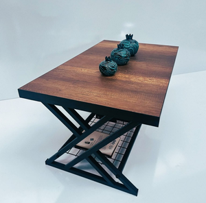 Modern Minimalist <b>Rectangle</b> Center <b>Table</b> Vintage Simple 2-Tier <b>Coffee</b> <b>Table</b> with Storage Shelf for Living Room Furniture - Product Image 4