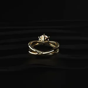Bague élégante avec diamant CVD rond de 1,15 carat et bande croisée Diamond Bliss, spéciale Fête des Femmes, en promotion pour l'exportation - Product Image 4