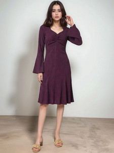 Vestidos Midi Formales para Mujer con Estampado Floral, Ecológicos, de Manga Larga, Cuello en V, Bordado Sexy, Ropa de Diseñador Natural para Verano - Product Image 3