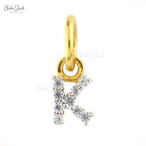 925 Sterling Silver K Letter Pendant with Natural 0.9MM White Zircon Handmade Initial Jewelry Fine Silver Jewelry Gift for Her - Product Image 1