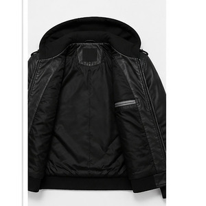 Factory Wholesale Men PU <b>Leather</b> Motorcycle <b>Jacket</b> Hooded Racer Biker <b>Jacket</b> Breathable Autumn <b>Winter</b> Stand Collar Zipper Plus - Product Image 5