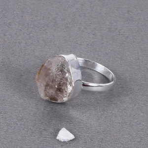 แหวนคริสตัลเฮอร์คิเมอร์ธรรมชาติประดับด้วยเงินแท้ 925 สไตล์โบโฮ - Product Image 5