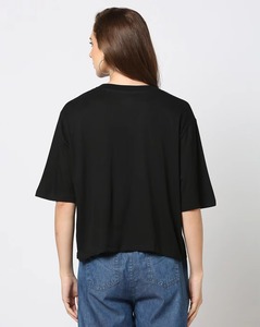 เสื้อยืดทรงบ็อกซี่ผ้าสแปนเด็กซ์สำหรับฤดูร้อน คุณภาพสูง ทรงครอป พิมพ์ลายโลโก้ด้วยเทคนิคซิลค์สกรีน ผ้าฝ้าย 100% เนื้อหนา สำหรับผู้หญิง - Product Image 5