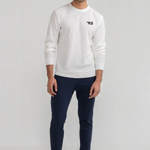 Chemise tendance en tricot gaufré, tissu extensible léger, excellent choix pour une garde-robe décontractée moderne - Product Image 1