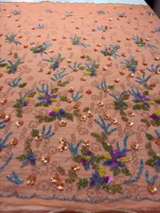 Tela de red tejida 100% acrílica bordada a mano con cuentas, laminada con HDPE, resistente a la abrasión, de alta densidad, para accesorios de mujer. - Product Image 6