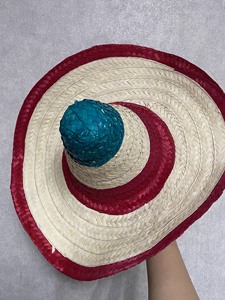 Sombrero de Paja Unisex con Rayas Bordadas a Mano, Accesorio Deportivo, Disfraz para Fiesta Española, 55 cm de Ancho, Superventas - Product Image 1