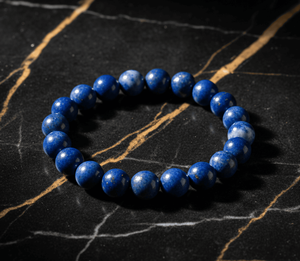 Handmade AAA Lapis Lazuli Round Bead Bracelet – Polished Gemstone Stretch Bracelet for <b>Men</b> & Women - Product Image 3