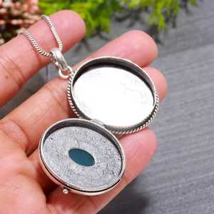 NIKHIL GEMS Natural Chalcedony Pill Box Pendant Handmade 925 Sterling Silver Vintage Engagement Secret Compartment <b>Locket</b> - Product Image 2