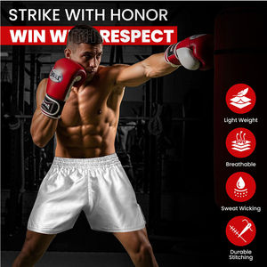 กางเกงขาสั้นผู้ชายทนทาน รุ่นใหม่ทันสมัย ผลิตจากโพลีเอสเตอร์ 100% กางเกงมวยไทยสำหรับฝึกซ้อม บริการ OEM กางเกงขาสั้นที่ดีที่สุดสำหรับผู้ชาย - Product Image 4