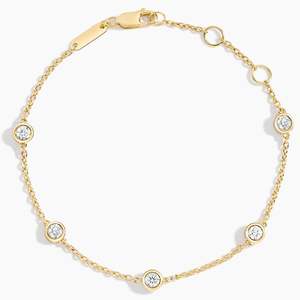 14K Rose Gold IGI Certified Lab Grown Diamond Five Stone Bezel <b>Bracelet</b> 0.45 CTW Minimal Chain Wholesale OEM ODM Jewelry - Product Image 6
