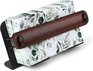 Support de serviettes pour invités, plateau pour comptoir de salle de bain, en fer noir et bois de noyer, organisateur pour serviettes en papier jetables, porte-lettres - Product Image 4