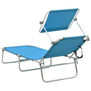 Chaise longue en aluminium bleu avec tissu polyester 600D, modèle standard - Product Image 5