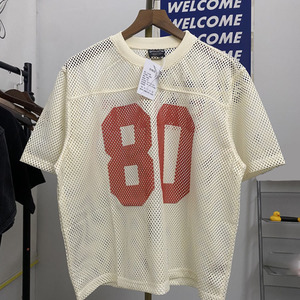 Maillots de football OEM amples et oversize en jersey de coton épais 100% avec fermeture éclair et manches courtes, motif lettres - Product Image 6