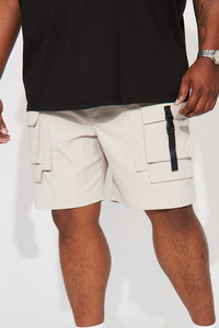 Shorts Bermuda en Coton Beige Personnalisables pour Hommes, Vente en Gros, avec Taille Élastique et Poches, Style Décontracté - Product Image 2