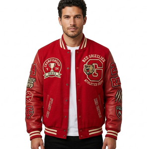 Veste universitaire pour homme de haute qualité, broderie chenille, manches en cuir, patch personnalisé, veste de baseball style Letterman. - Product Image 3