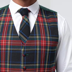 Chaleco Escocés Clásico para Hombre, Corte Entallado, Formal, Elegante, con Patrón a Cuadros, para Bodas y Fiestas - Product Image 2