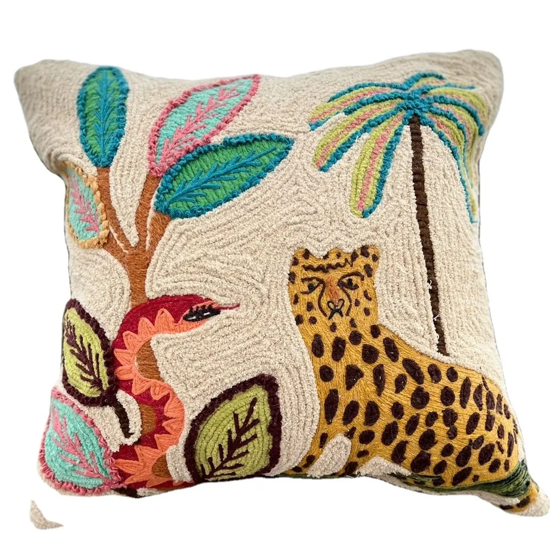 Handmade Animal Embroidered Customize Cushion Cover Decorative Bohemian Throw Blanket Pillow Cover Boho Decor Living Room Decor