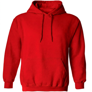Sudadera con Capucha Roja para Hombre, Color Sólido, con Cordón Ajustable, Bolsillo Tipo Canguro, Estilo Urbano, Manga Larga, para Otoño - Product Image 1