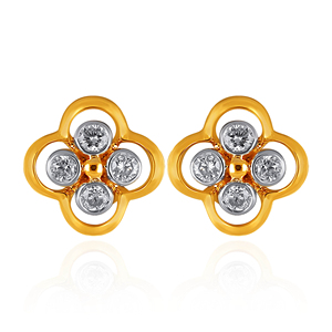Pendientes Minimalistas de Diamantes con Cuatro Puntas en Forma de Pétalo, Oro Amarillo de 18K, Diamantes Cultivados en Laboratorio, Joyería Fina - Product Image 1
