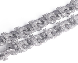 Luxury Rhodium Plated Silver Moissanite AAAA Pearl Pave Setting Link Chain <b>Statement</b> <b>Necklace</b> Women's Party Jewelry - Product Image 3
