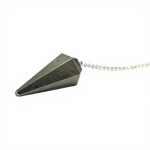 Pendule en cristal de pyrite de qualité supérieure, forme pointe facettée, chaîne en argent poli, outils de radiesthésie pour l'équilibre des chakras et l'amour Feng Shui - Product Image 3