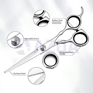 Stainless Steel 6.8 Inch Hair Cutting Scissors With Adjustable Tension Screw Rubber <b>Rings</b> And Finger Rest - Product Image 6