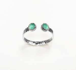 Bague ouverte verte à rayures en argent sterling avec pierres d'amazonite rondes, bande texturée, bijoux de créateur modernes, cadeau pour femme - Product Image 5