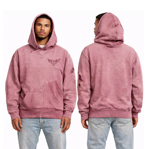 เสื้อฮู้ดดี้สีชมพูวินเทจแบบยูนิเซ็กซ์ สไตล์สตรีทแวร์ ผ้าฝ้ายฟลีซ ทรงโอเวอร์ไซส์ สวมใส่สบาย - Product Image 1