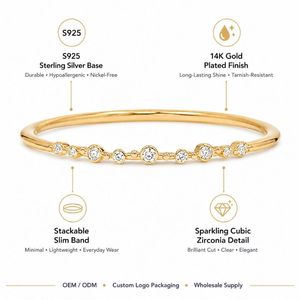 Stackable <b>Rings</b> 925 <b>Silver</b> with 14K Gold Plated CZ Pave Setting for Women Fine Jewelry Wholesale - Product Image 5