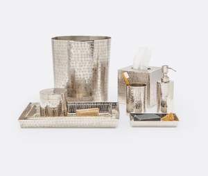 Juego de baño moderno de metal con dispensador de jabón, soporte para cepillos de dientes, vaso y jabonera para una decoración elegante del baño. - Product Image 4