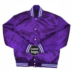 <b>Purple</b> Satin <b>Varsity</b> <b>Jacket</b>: College Letterman Bomber <b>Jacket</b> Best Customized Mens Made Satin Bomber <b>Jacket</b> - Product Image 1