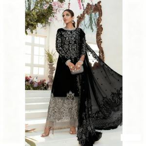 Trajes de mujer paquistaníes de estilo excepcional con bordado completo en la parte delantera, bordado en red y trabajo manual, Shalwar Kameez para Eid y bodas. - Product Image 3