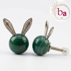 Poignée de meuble moderne en laiton et résine, motif oreilles de lapin, forme originale, pour commode contemporaine - Product Image 3