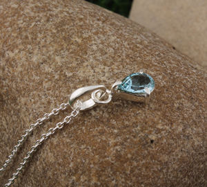 Collier pendentif en argent sterling 925 plaqué platine, topaze bleue naturelle vintage, coupe émeraude rectangulaire, bijoux en gros - Product Image 4