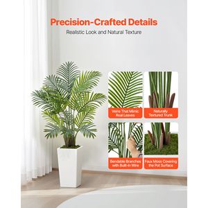 Set di 2 Palme Areca Artificiali da 120 cm con Protezione Anti-UV, Bianche, in Vaso Alto, Pianta Finta da Pavimento in Seta, Grande Albero Decorativo - Product Image 2