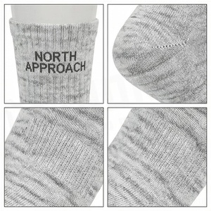 Crew <b>Socks</b> Gray Marled Letter Print Breathable Cotton Adult Spring Casual <b>Socks</b> - Product Image 4