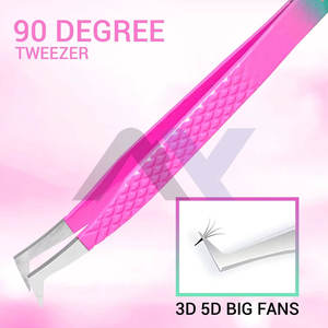 Pinzas de Fibra en Forma de L de 45 y 90 Grados de Marca Privada Premium para Extensiones de Pestañas de Precisión, Volumen de Pestañas, Juego de 4 Piezas - Product Image 6