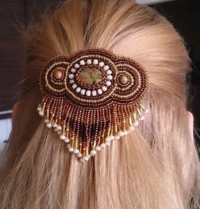 Fashionable Embroidery Seed Beaded Hair <b>Clip</b> For Wedding Parties Bohemian Seed Bead Hair Barrette for Women Trendy Hair Ornament - Product Image 2