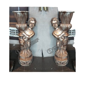 รูปปั้นชายแต่งงานทำจากไม้พร้อมกระถางดอกไม้สำหรับตกแต่งงานแต่งงาน - Product Image 1